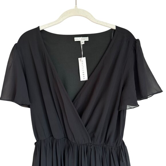 Baltic Born Ramona Black Maxi Dress Faux Wrap NWT Size M - Picture 3 of 9